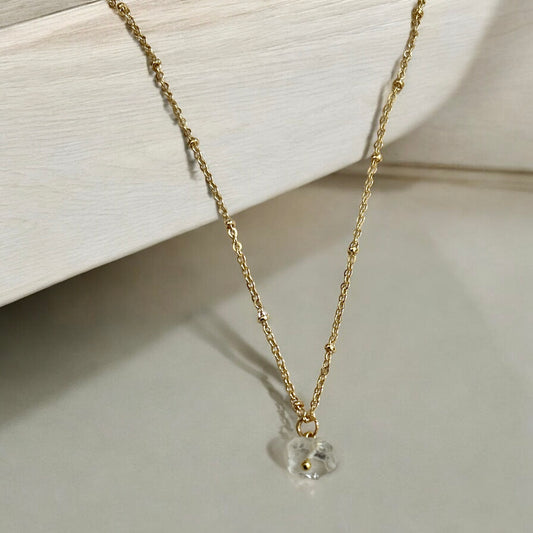 Raw clear quartz necklace