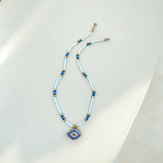 Beaded evil eye necklace