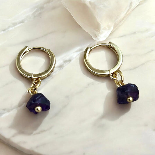 Raw amethyst Huggies