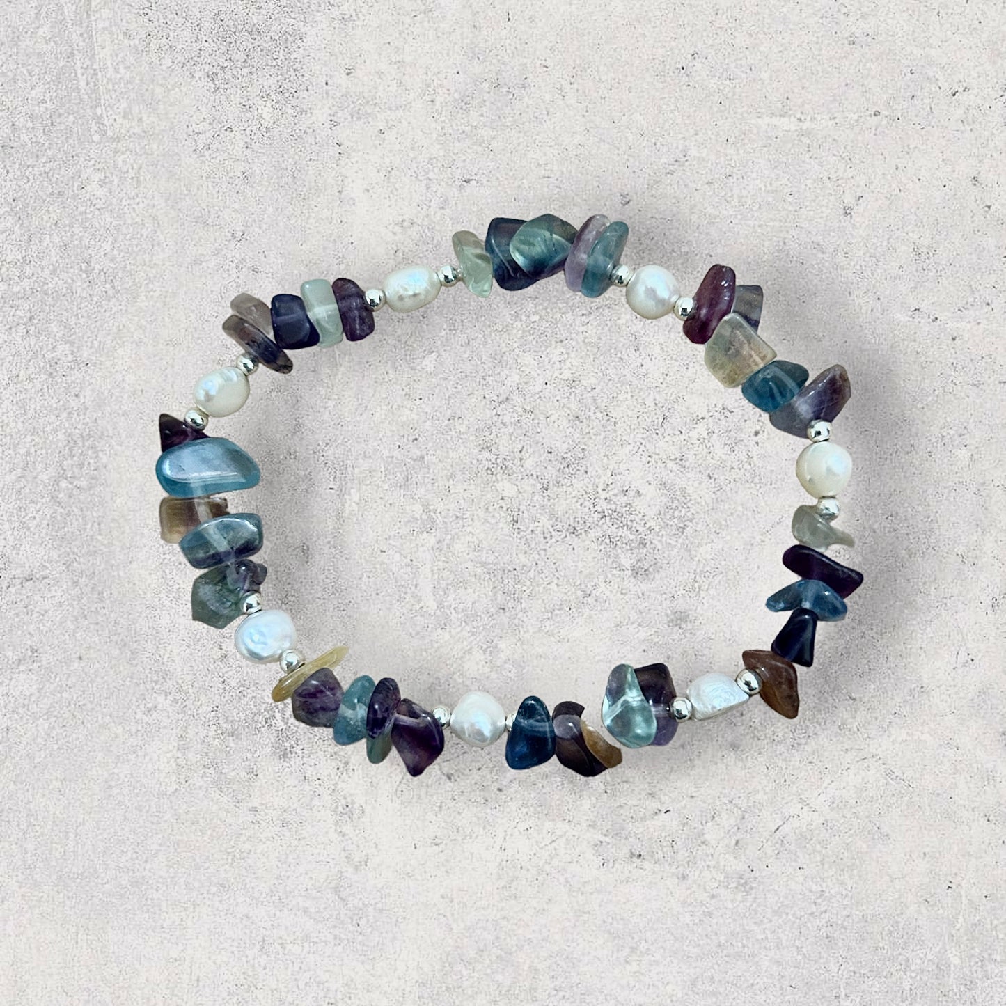 Fluorite & fresh water pearl bracelet