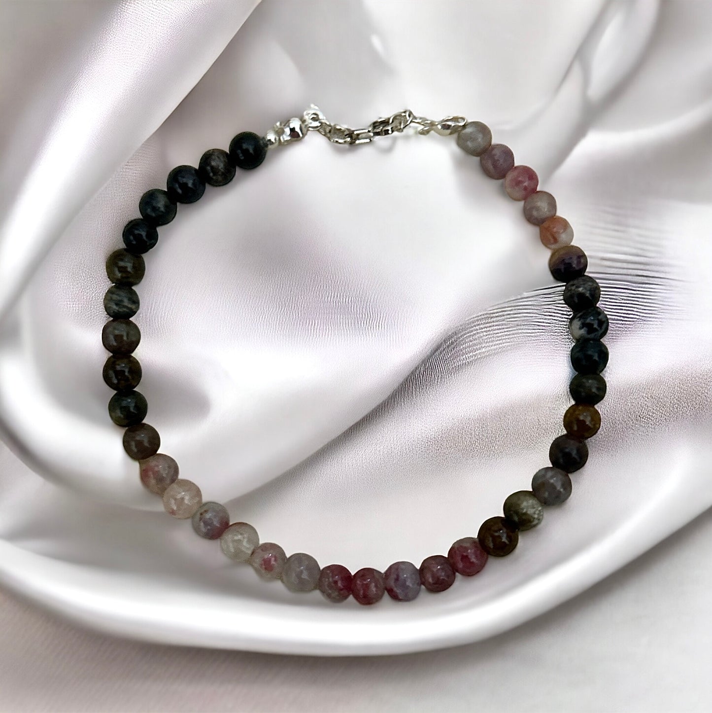 Watermelon Tourmaline beaded bracelet