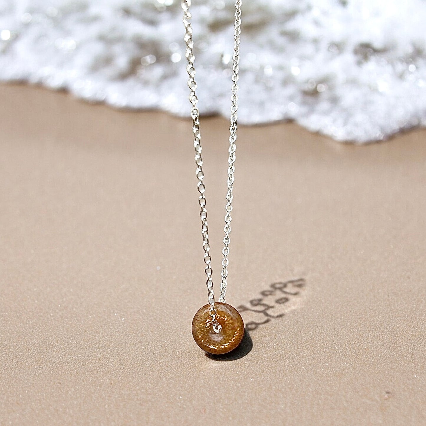 Sunstone donut & 925 silver necklace