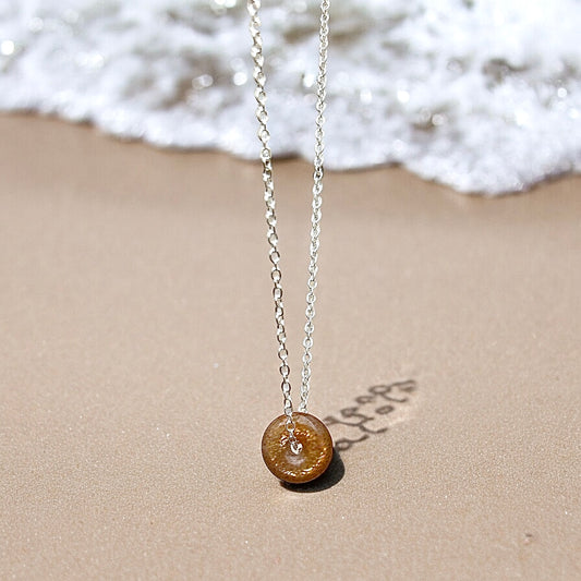 Sunstone donut & 925 silver necklace