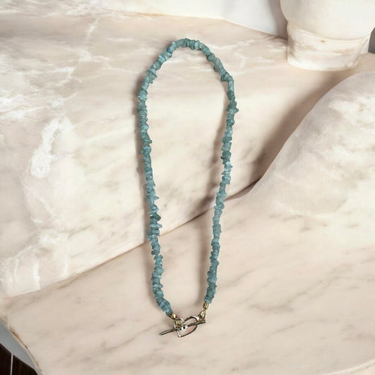 Topaz blue crystal chip necklace