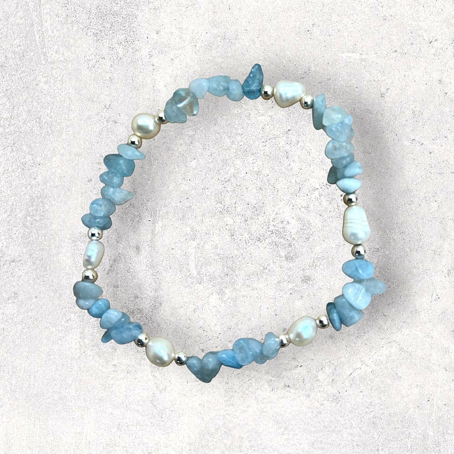 Aquamarine & fresh water pearl bracelet