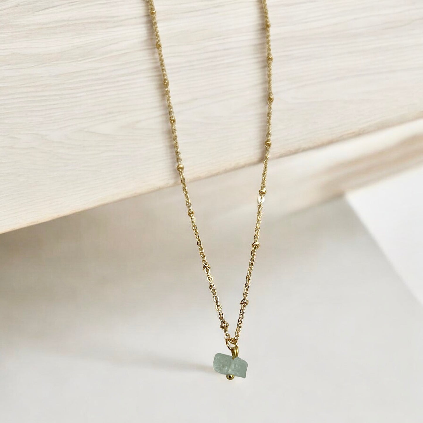 Raw Aquamarine crystal necklace