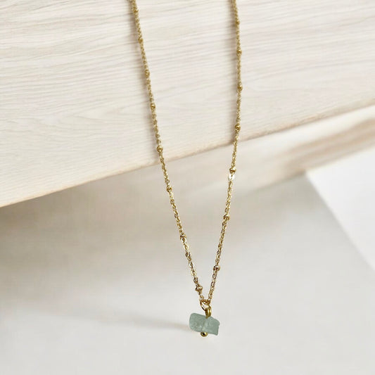 Raw Aquamarine crystal necklace