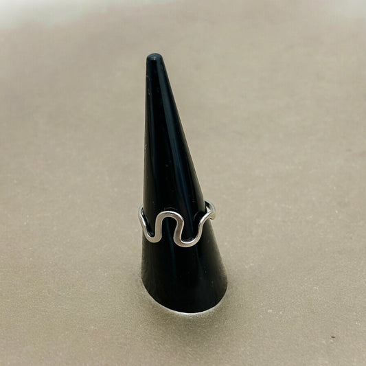 Silver stainless steel wave ring size 9