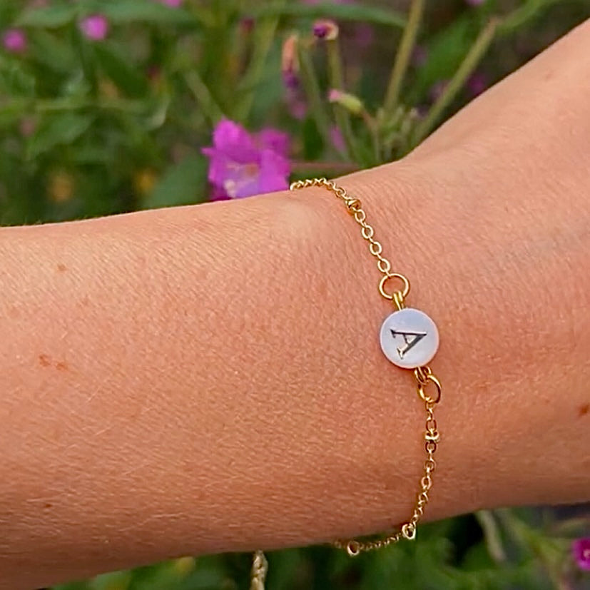 Mother of Pearl initial bracelet