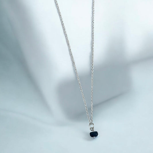 Sapphire raw crystal & Sterling silver necklace