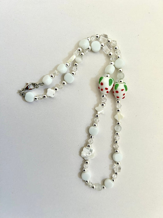 White strawberries necklace