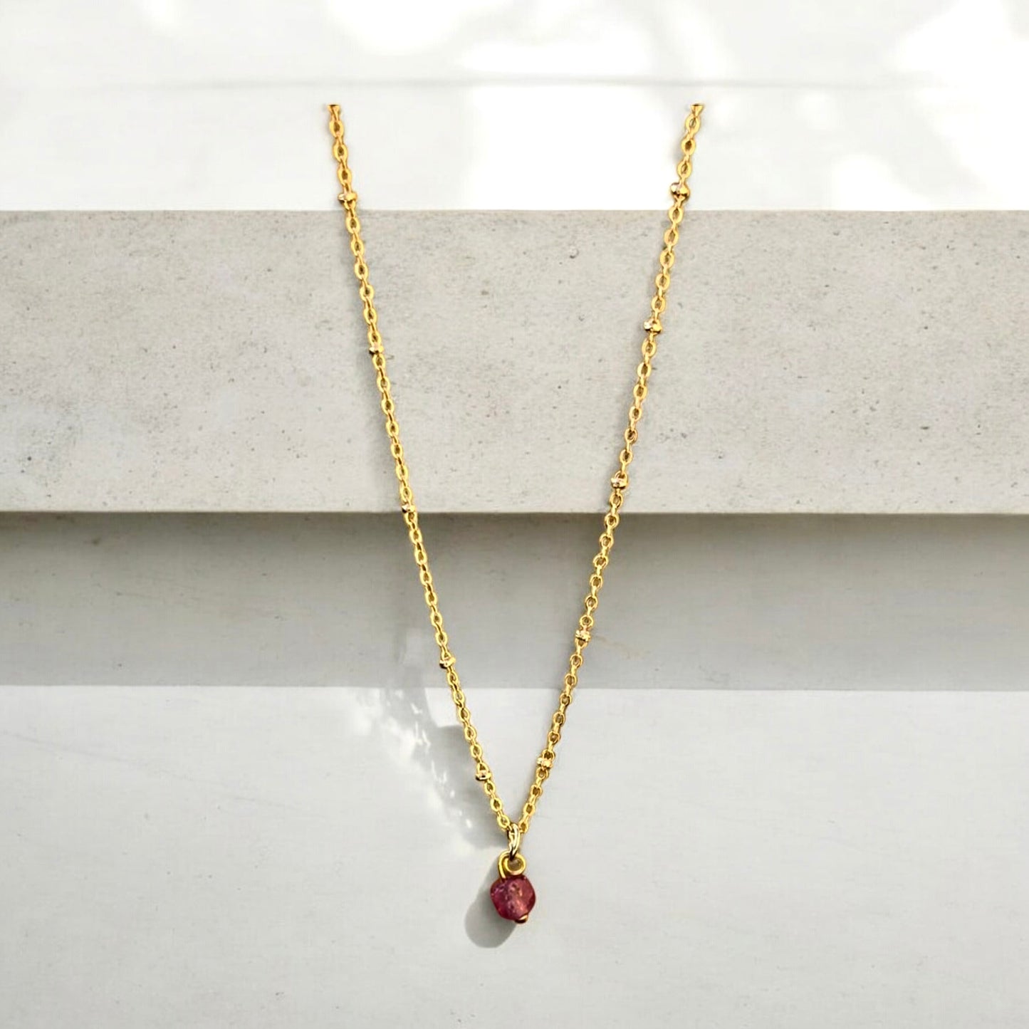 Ruby raw crystal necklace