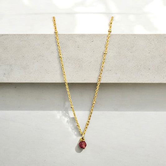 Ruby raw crystal necklace