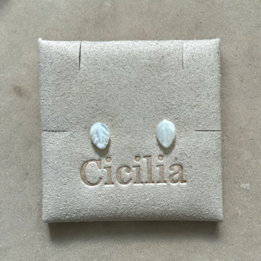 Mother of pearl leaf & 925 silver stud earrings