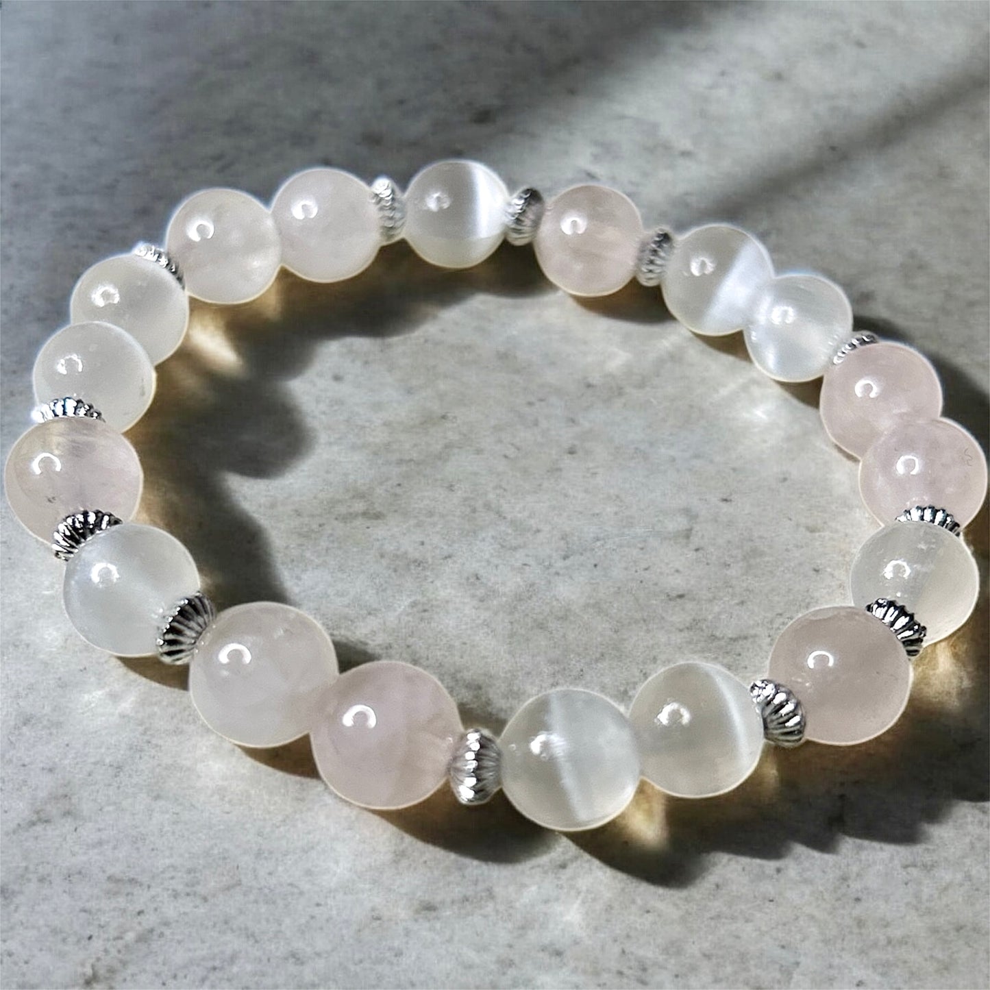 Rose Quartz & Selenite gemstone bracelet