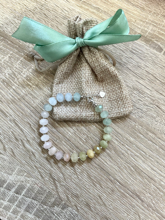 Faceted Morganite gemstone bracelet