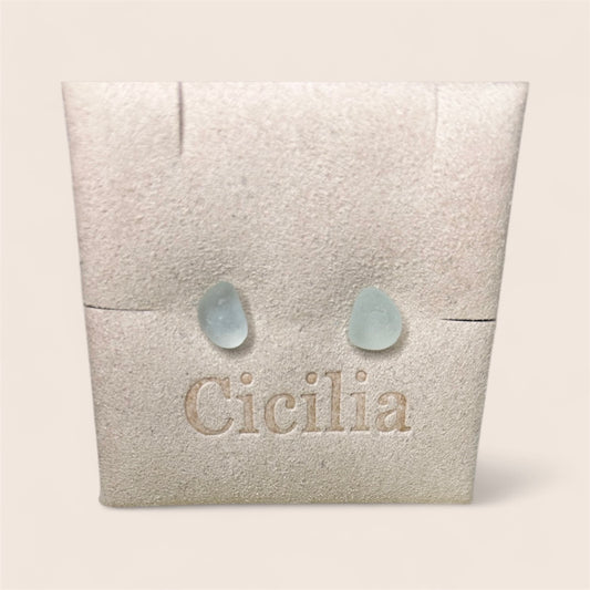 Aqua sea glass stud earrings
