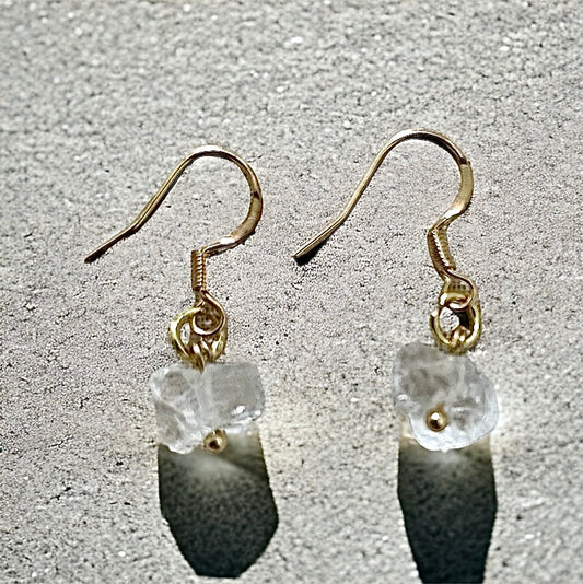 Clear Quartz raw crystal drop earrings