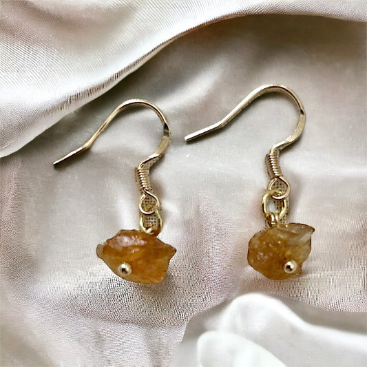 Citrine raw crystal drop earrings