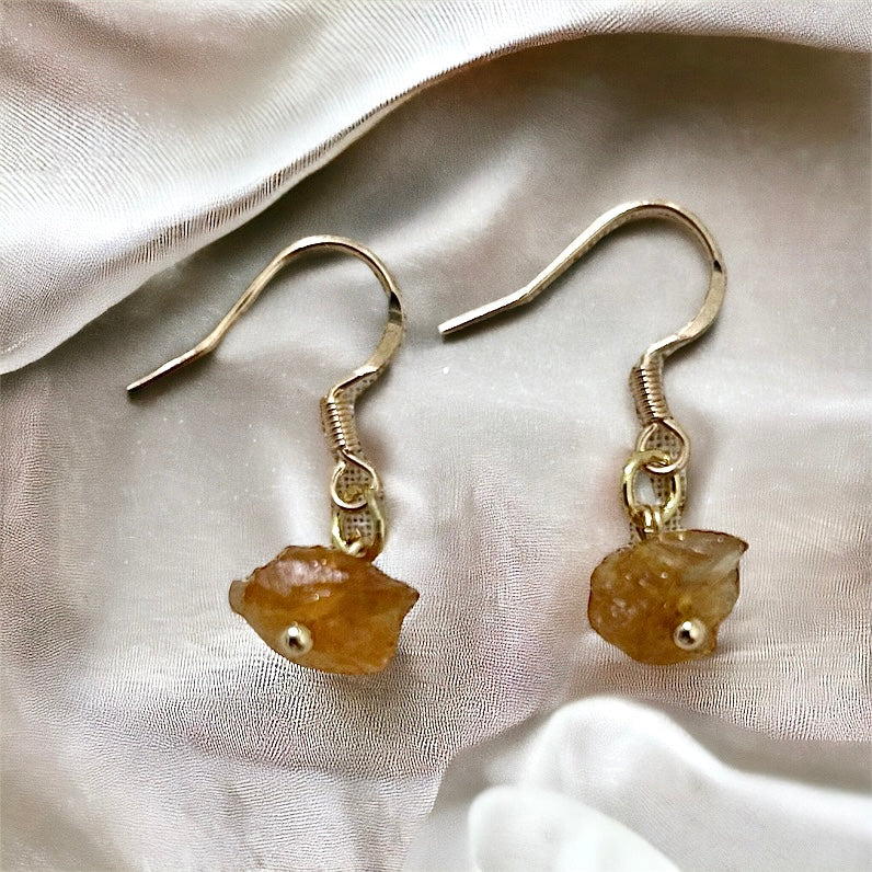 Raw citrine crystal drop earrings