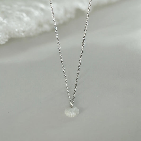 Raw moonstone crystal 925 silver necklace