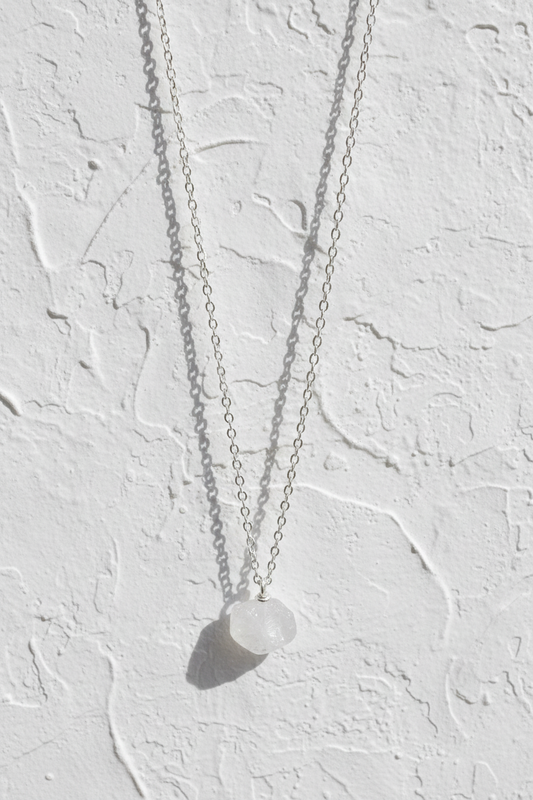 Raw moonstone crystal 925 silver necklace