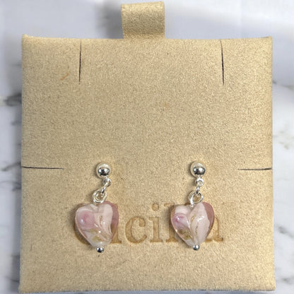 Hand painted rose heart 925 earrings