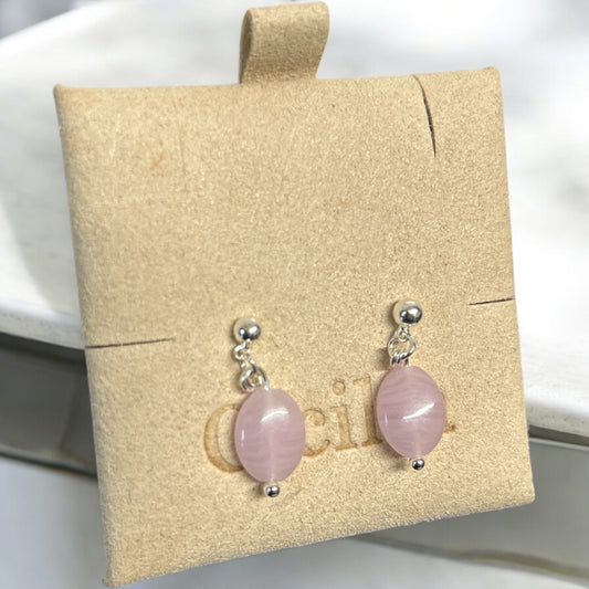 Oval pink 925 earrings