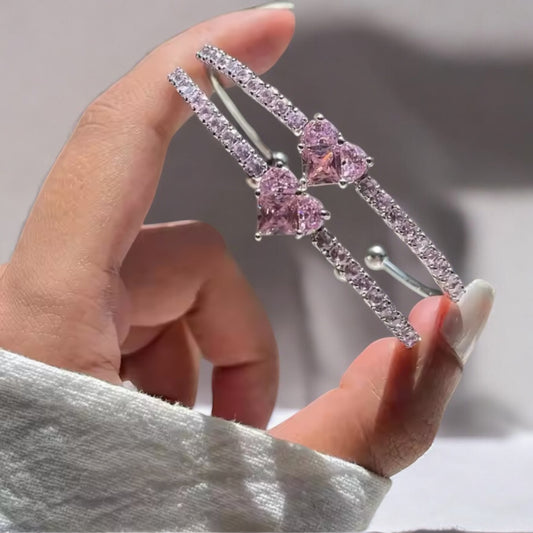 Pink heart bangle