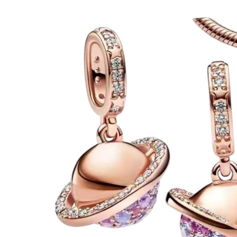 Rose gold 925 globe charm