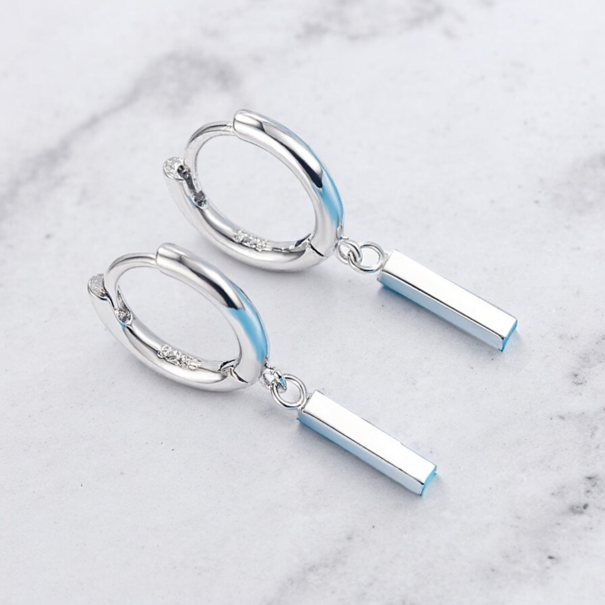 Block drop Sterling silver earrings