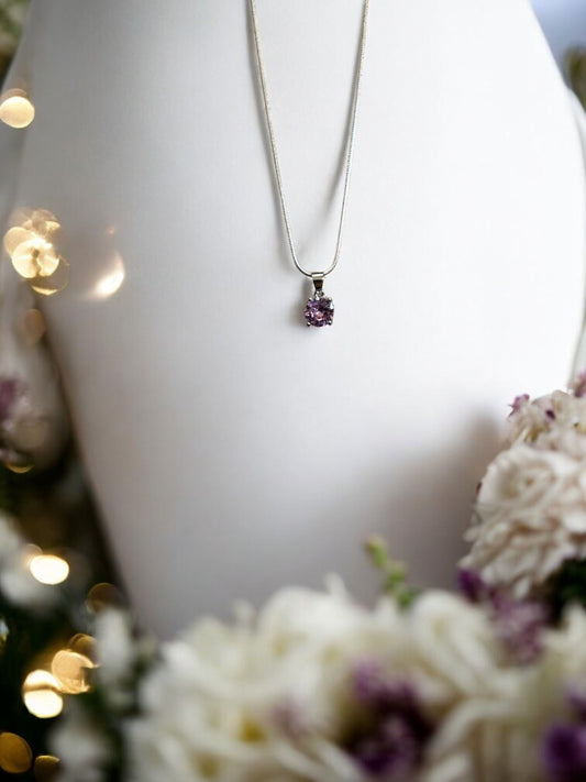 Pink gem 925 necklace