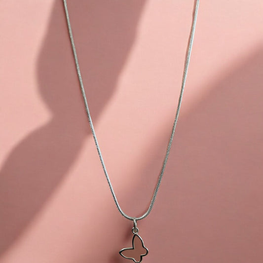 Pink butterfly 925 necklace