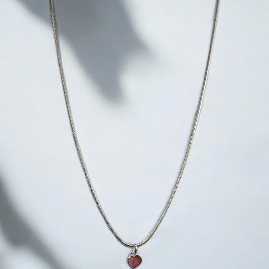 Pink folded heart 925 necklace