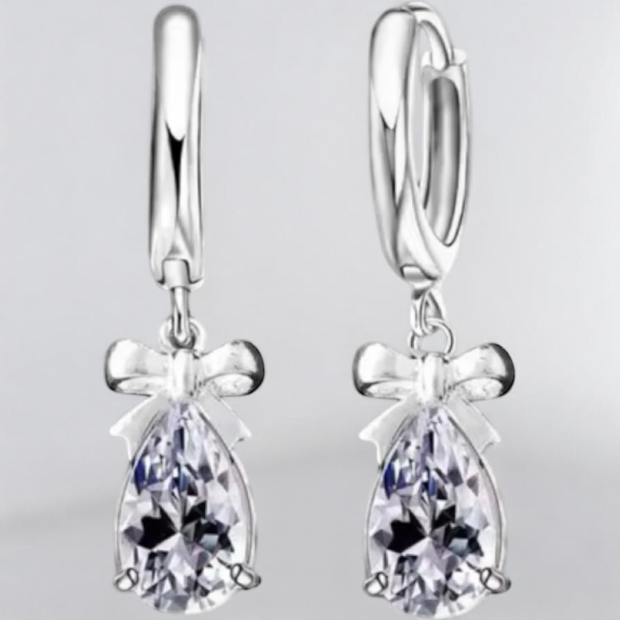 Clear crystal & bow 925 Huggies