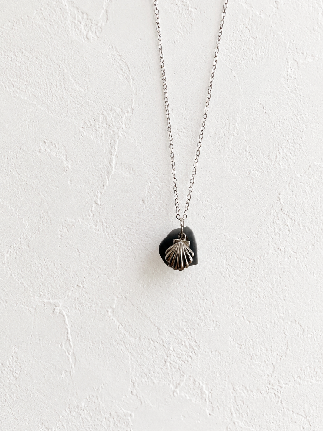 Grey pottery piece & Sterling silver shell necklace (pottery found on Sheringham beach, Norfolk)