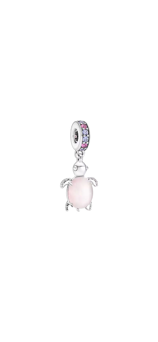 S925 pink turtle charm