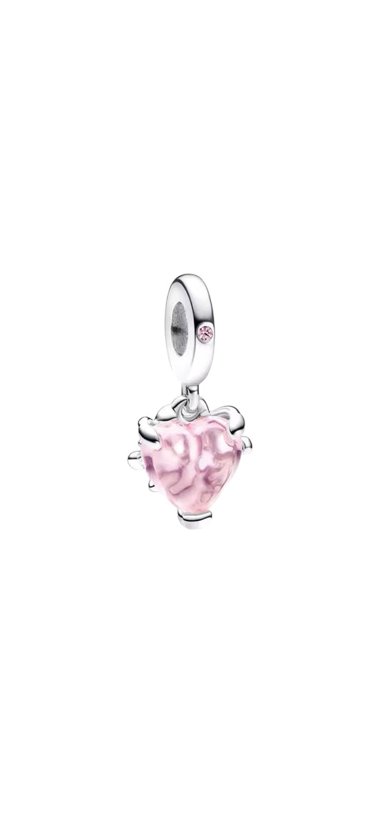 S925 pink heart charm