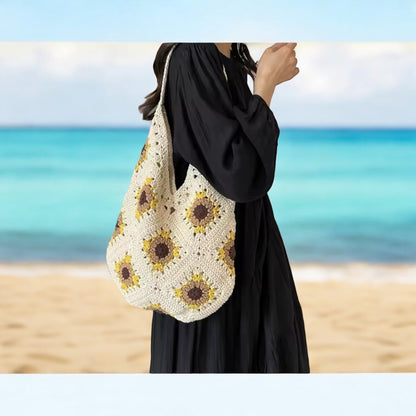 Knitted sunflower beach bag 😄