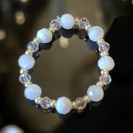 Moonstone & rose quartz ring
