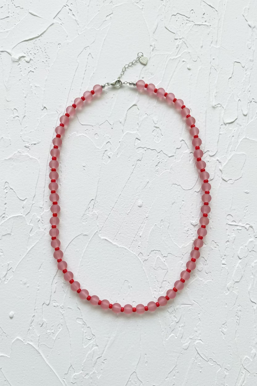 Frosted red necklace