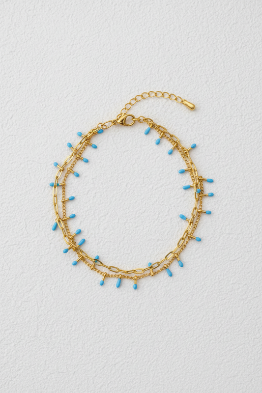 Sky blue boho anklet