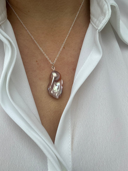 Mauve fireball baroque pearl necklace