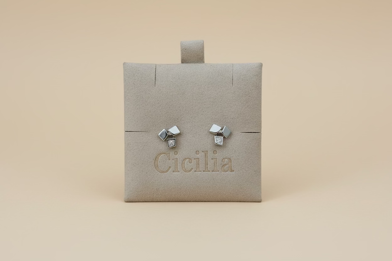 Silver gem block studs