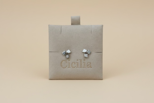Silver gem block studs