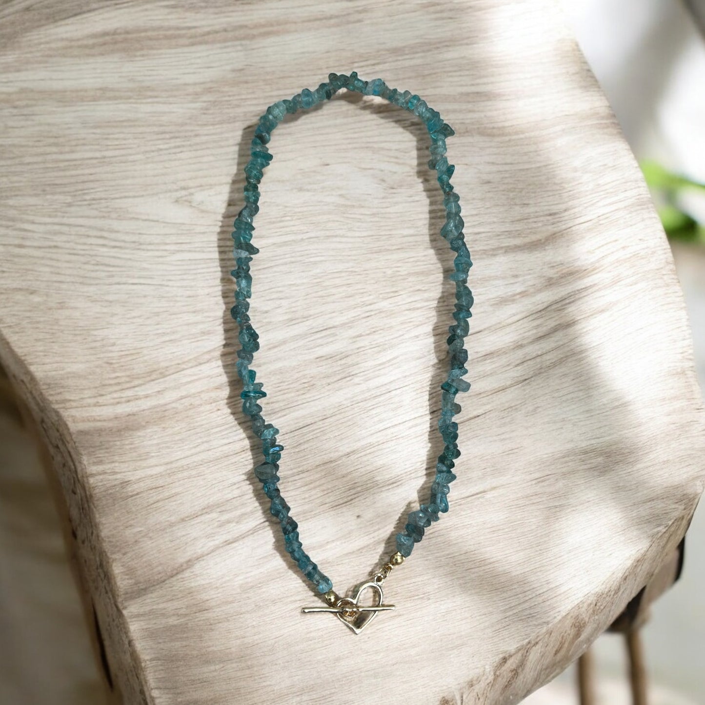 Light apatite crystal chip necklace
