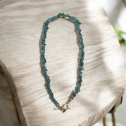 Light apatite crystal chip necklace