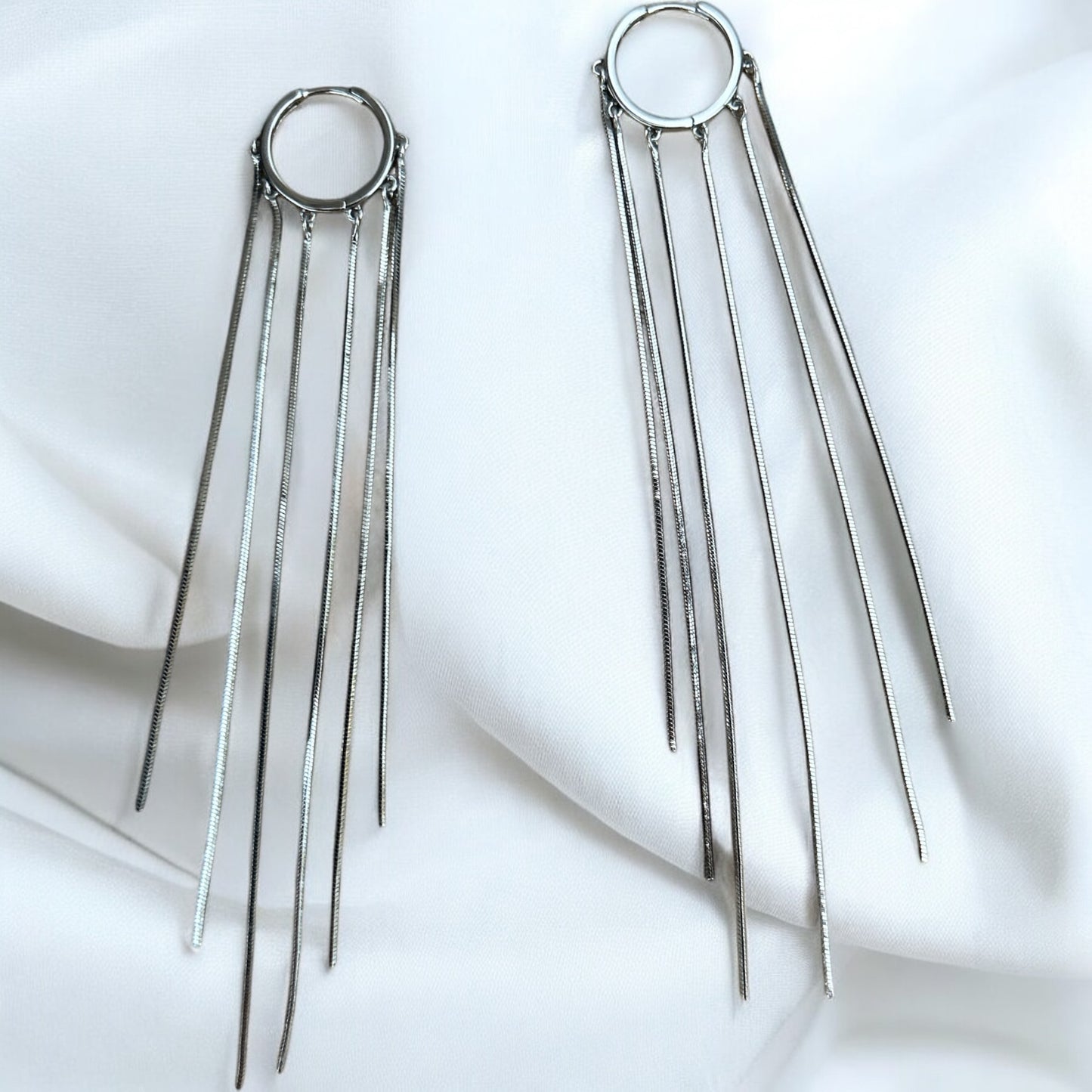 Silver dangle hoop earrings