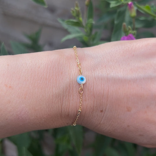 Mother of pearl evil eye bracelet