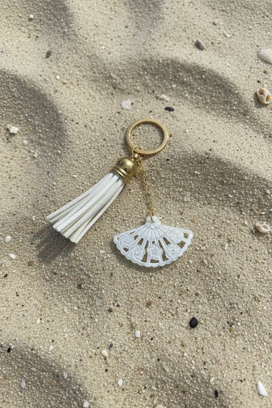 Mother of pearl fan keychain